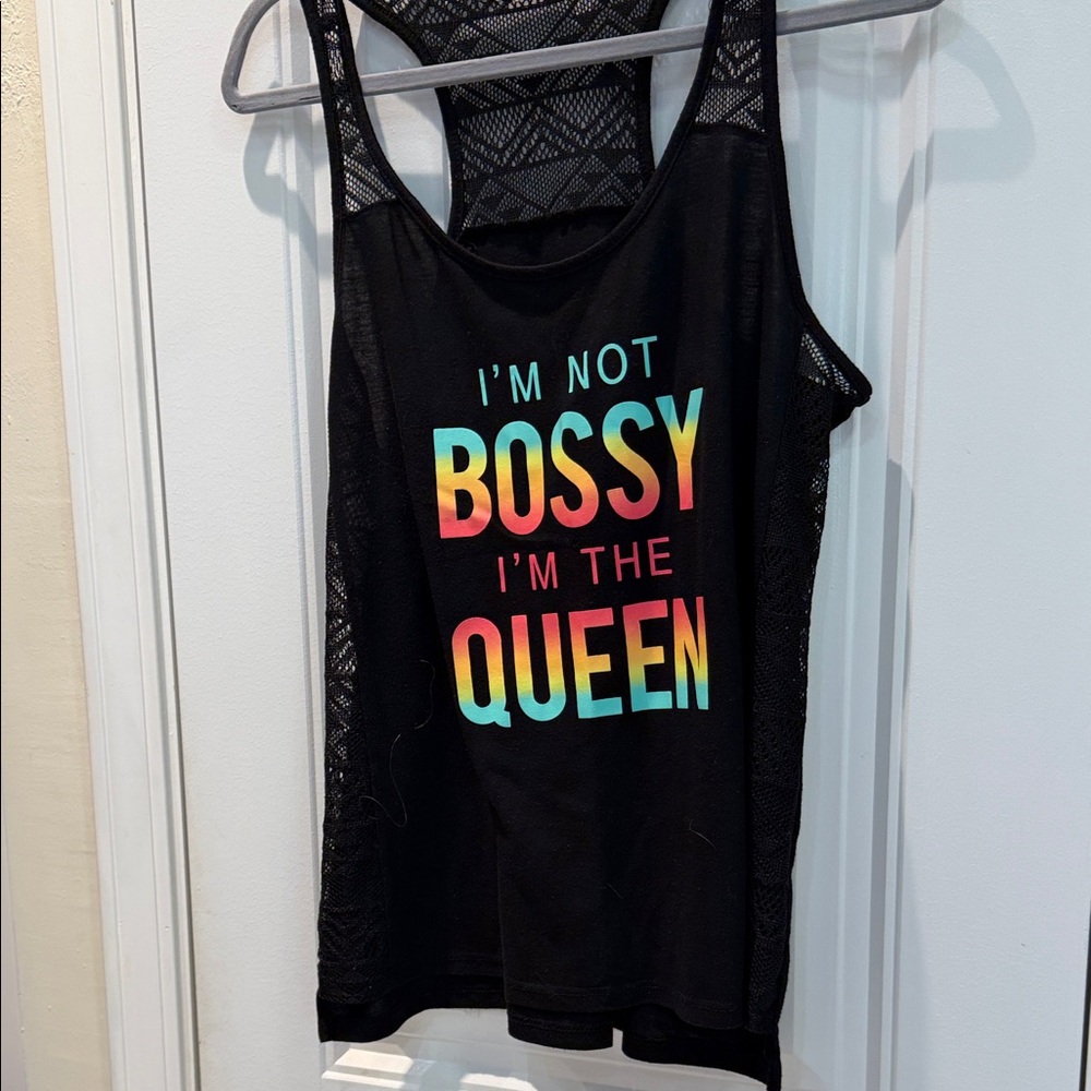 Black Graphic Tank Top - "I'm Not Bossy I'm The Queen" M 36 chest 26 L 5126
